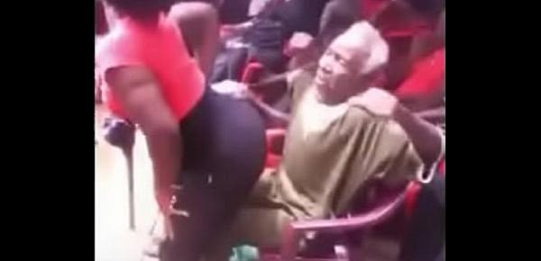  This old man cries for African nice butt in public